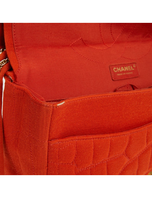 Sac Chanel jersey corail façon crocodile
