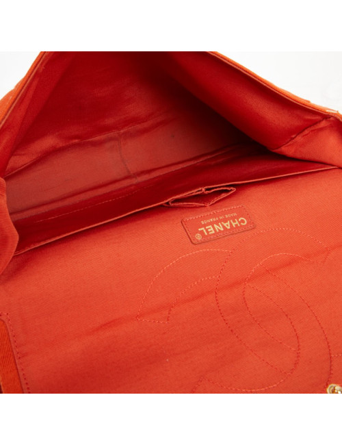 Sac Chanel jersey corail façon crocodile