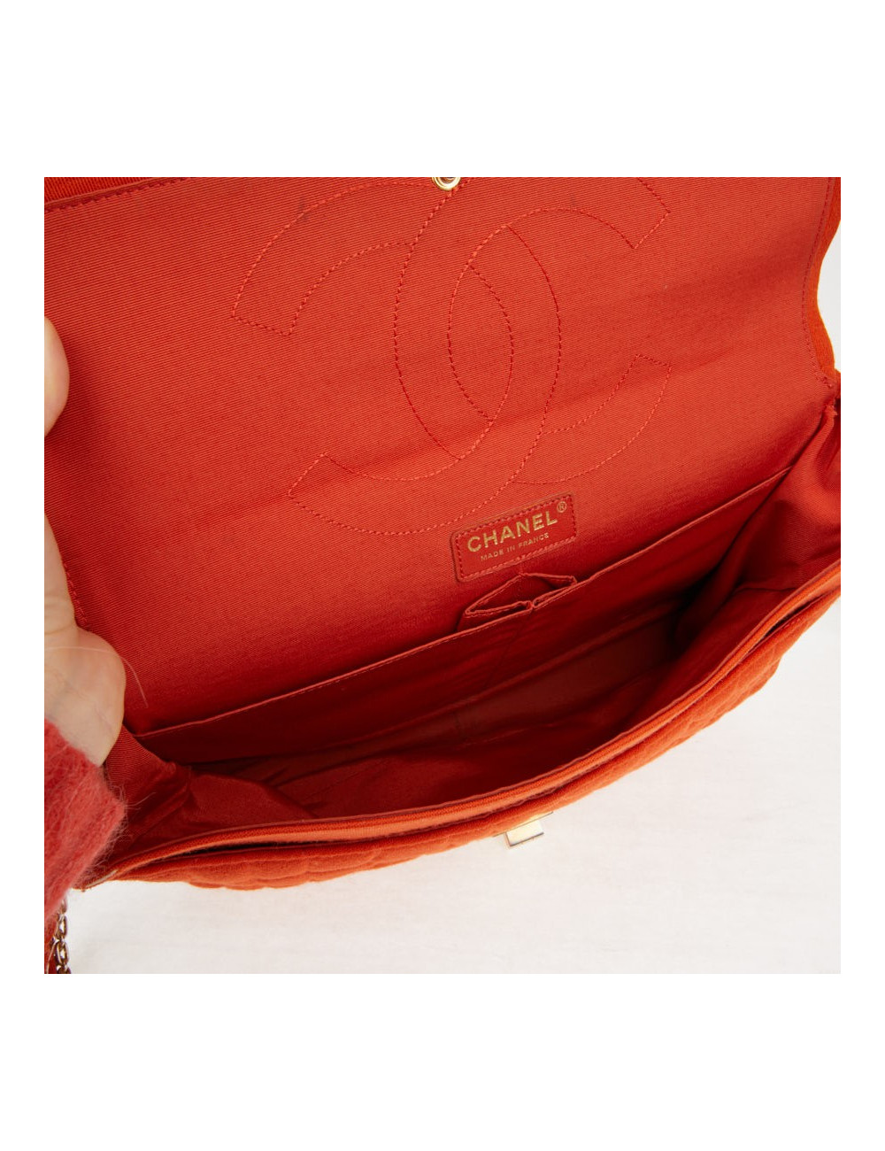 Sac Chanel jersey corail façon crocodile