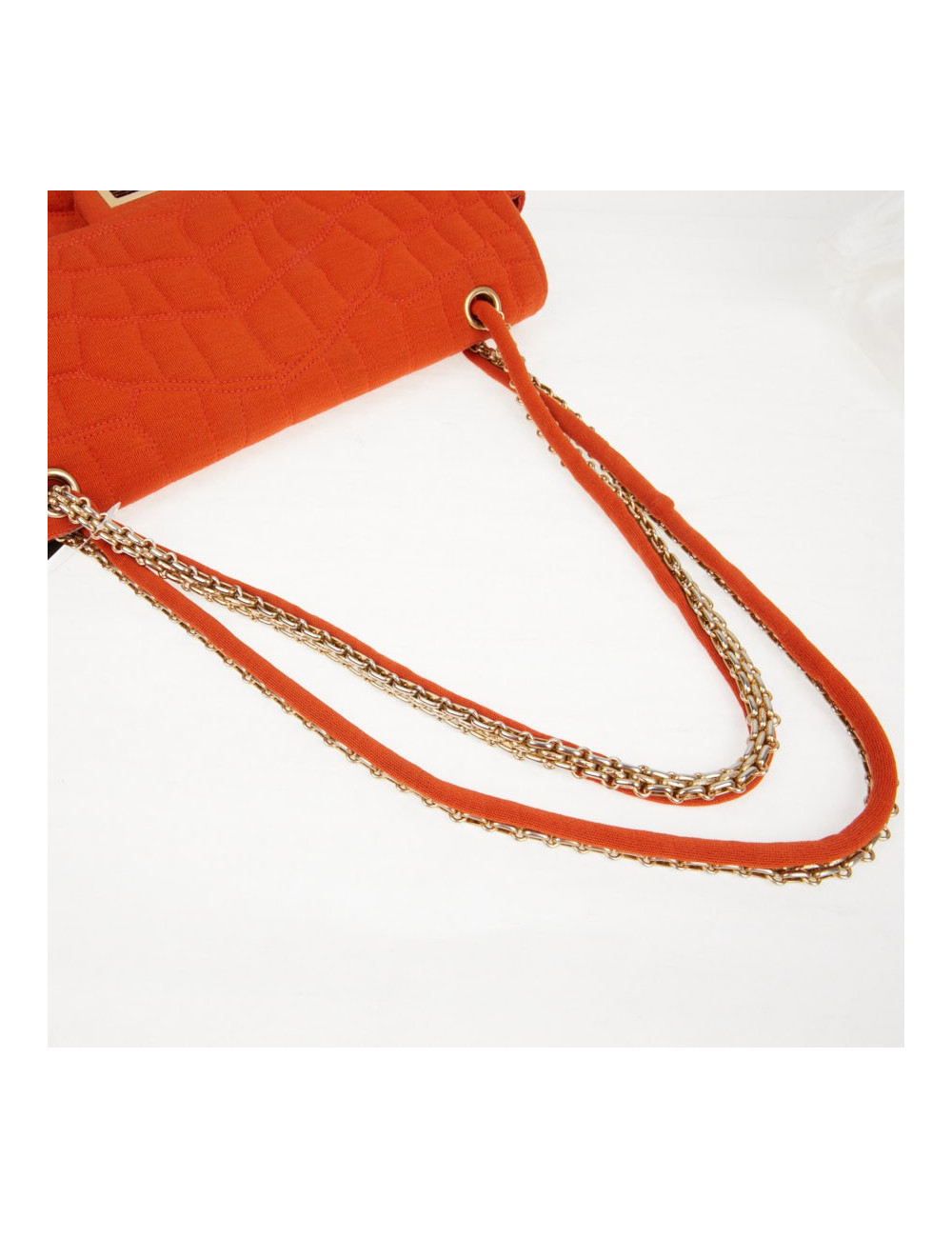 Sac Chanel jersey corail façon crocodile