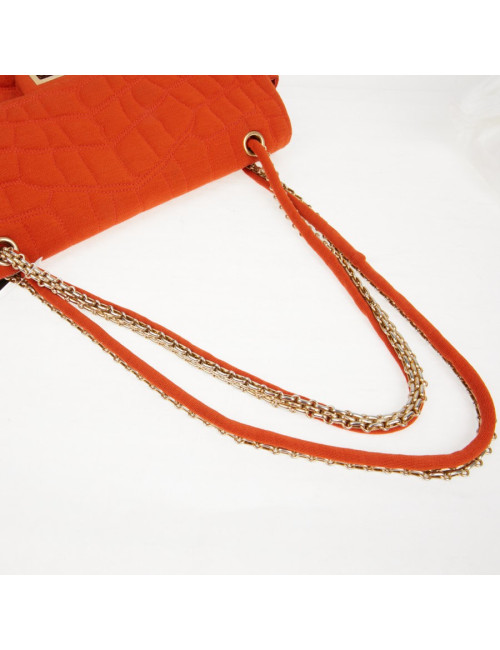 Sac Chanel jersey corail façon crocodile