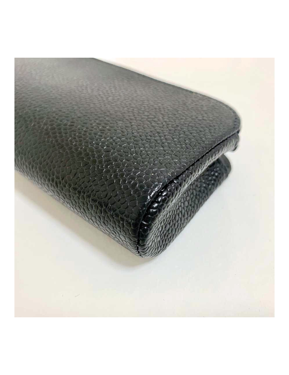 CHANEL black caviar leather case