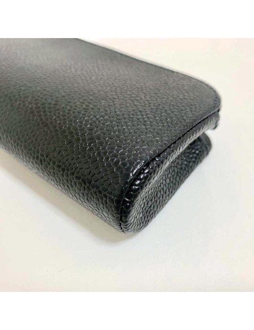 CHANEL black caviar leather case