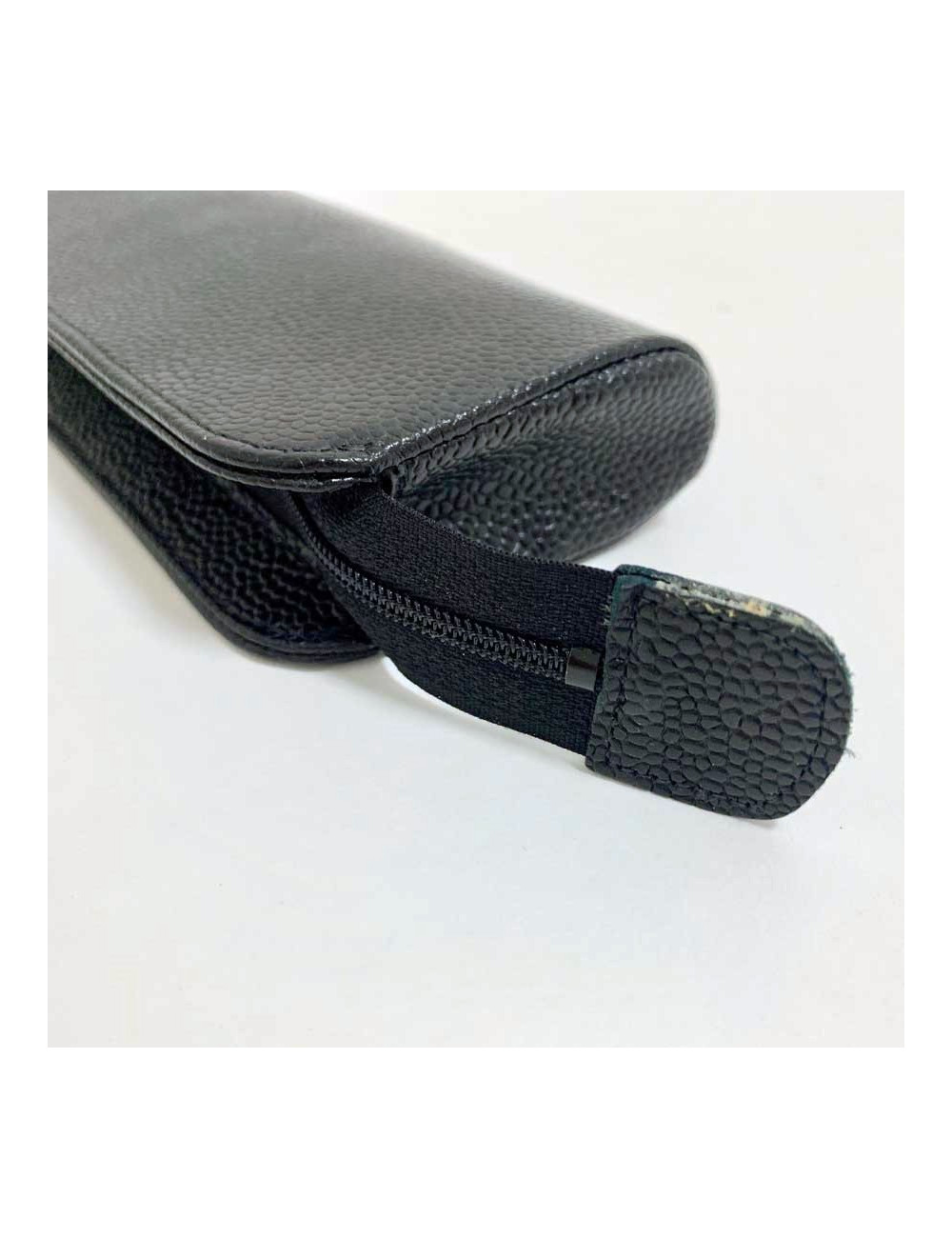 CHANEL black caviar leather case