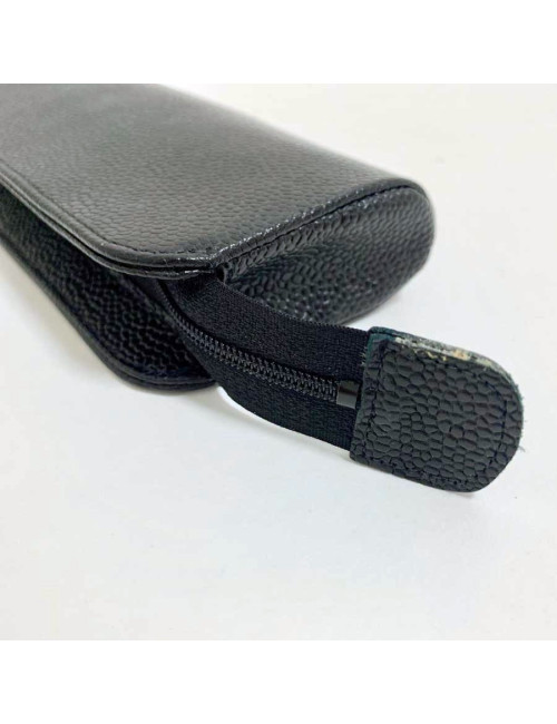 CHANEL black caviar leather case