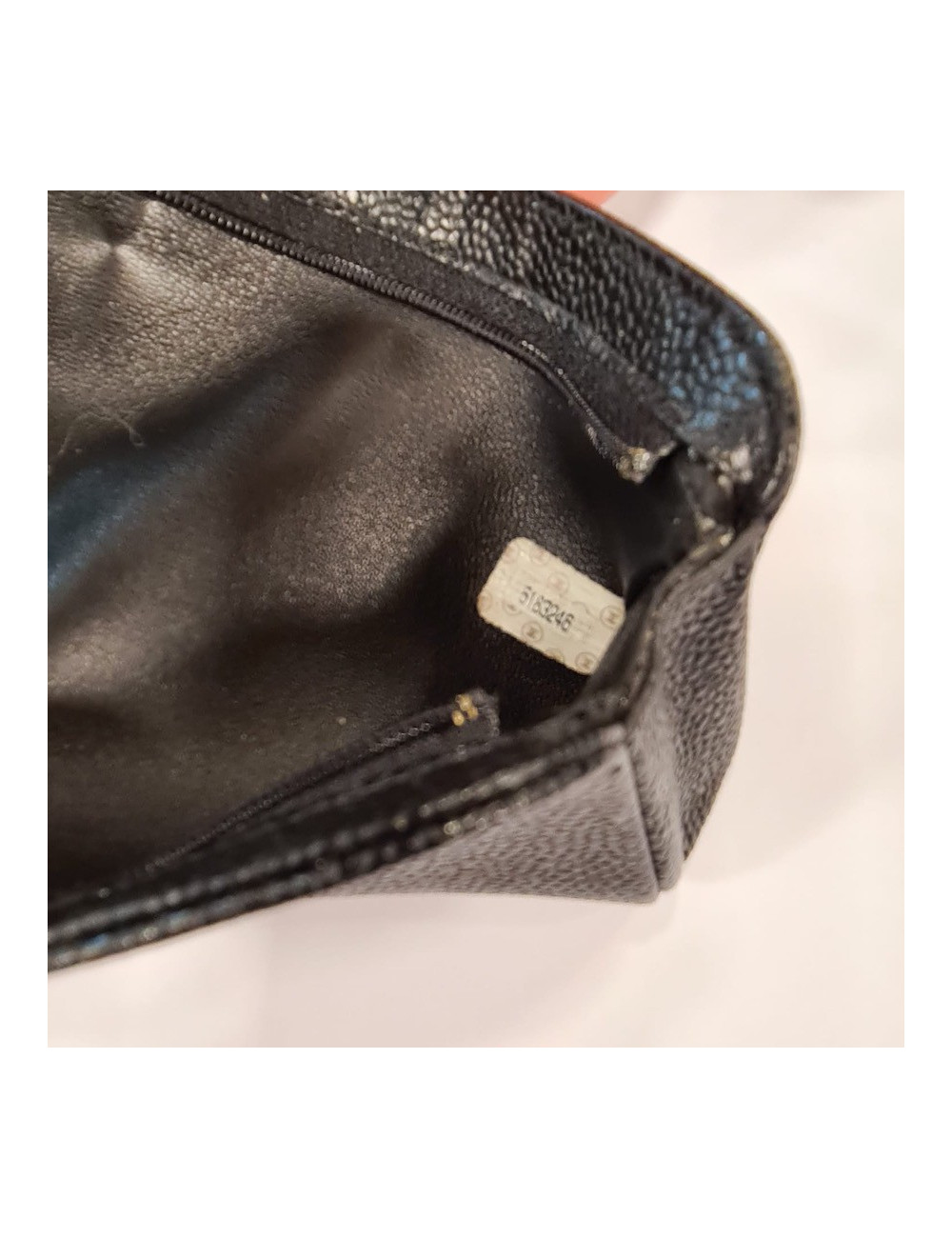 CHANEL black caviar leather case
