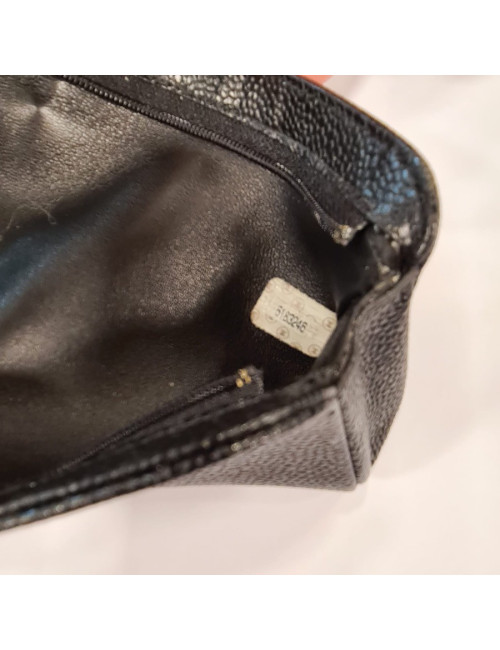 CHANEL black caviar leather case