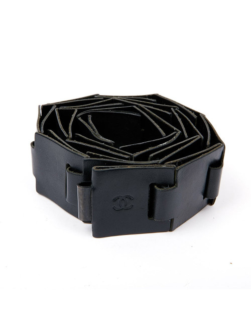 Ceinture CHANEL Vintage cuir noir