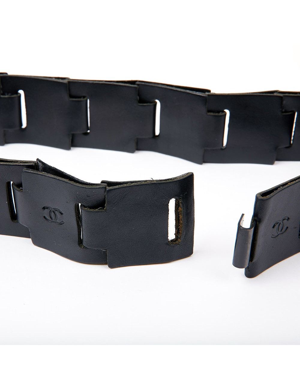 Ceinture CHANEL Vintage cuir noir