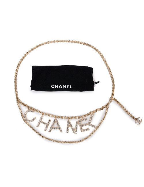 Ceinture CHANEL  C H A N E Lstrass dorée