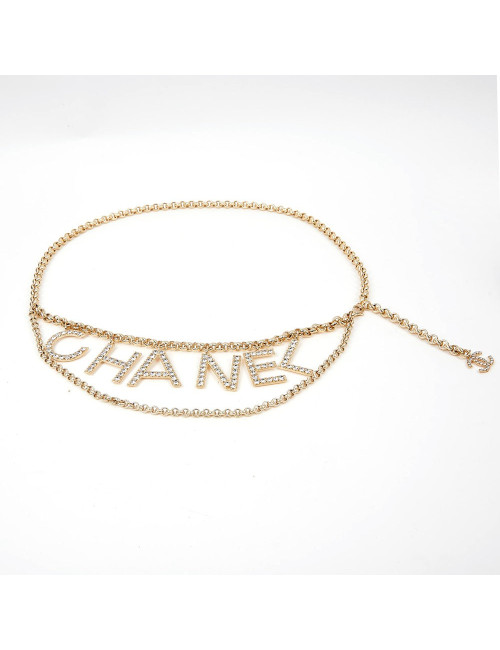Ceinture CHANEL  C H A N E Lstrass dorée