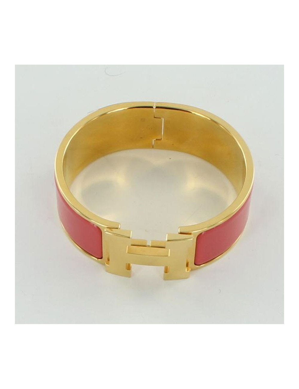 Bracelet H HERMES  émail corail