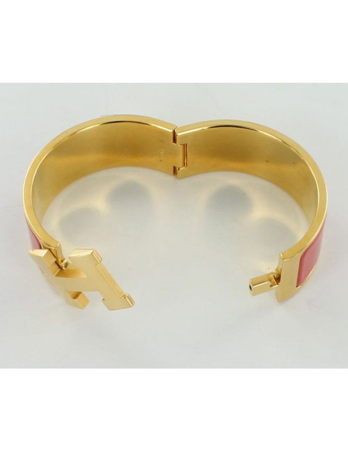 Bracelet H HERMES  émail corail
