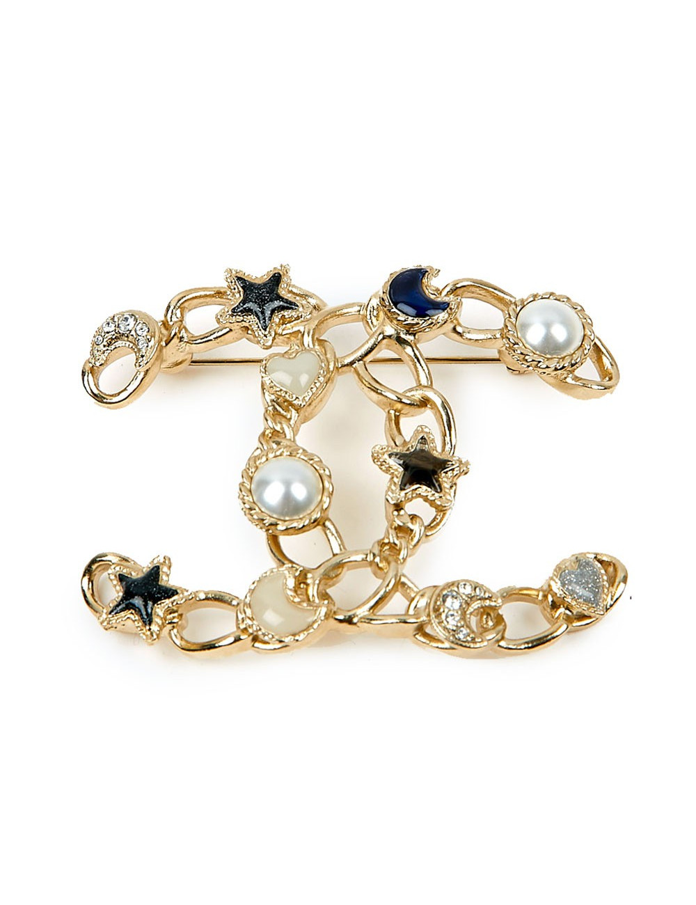 Broche CHANEL  cœur étoile lune