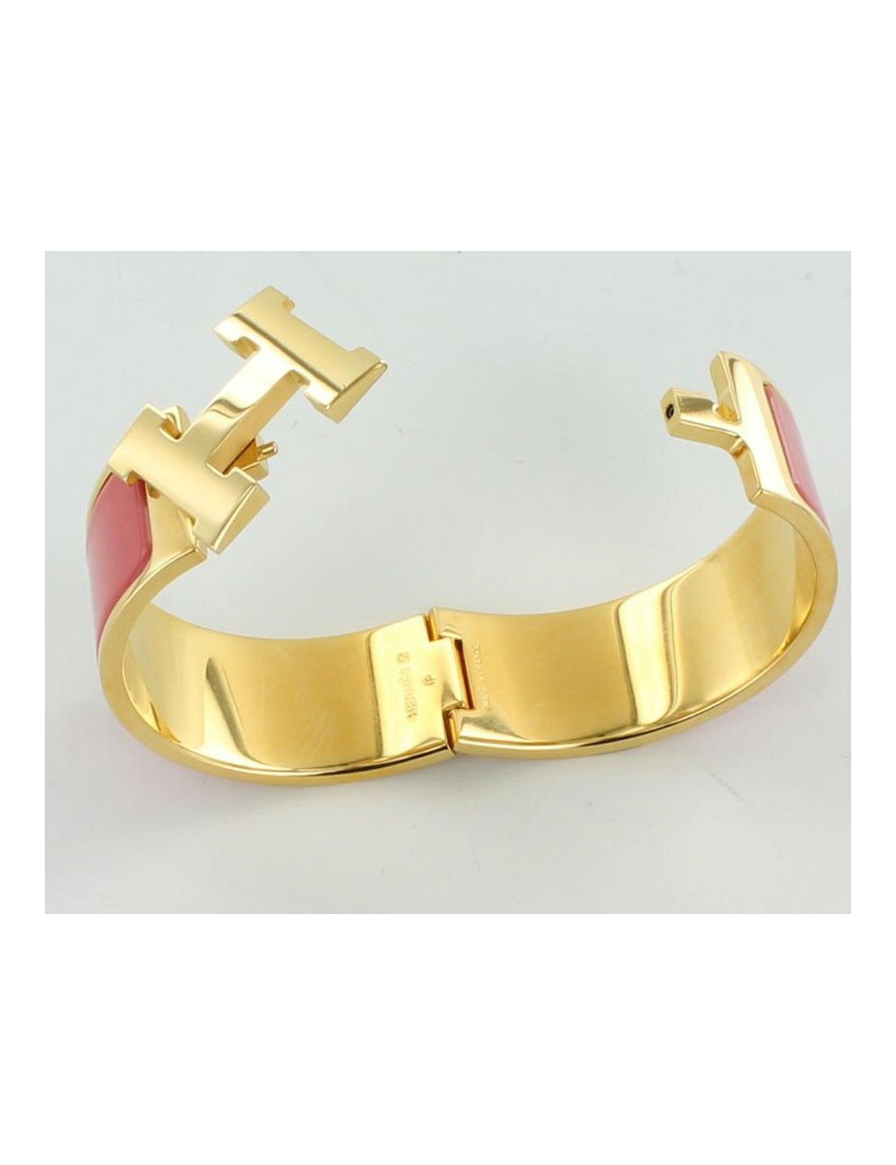 Bracelet H HERMES  émail corail