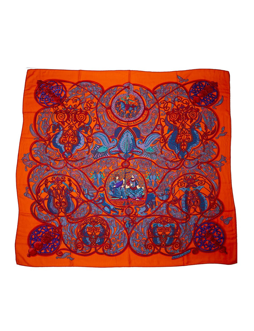 Châle La charmante aux animaux HERMES cachemire  et soie