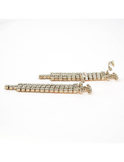 CHANEL Egyptian pendant rhinestones pierced earrings
