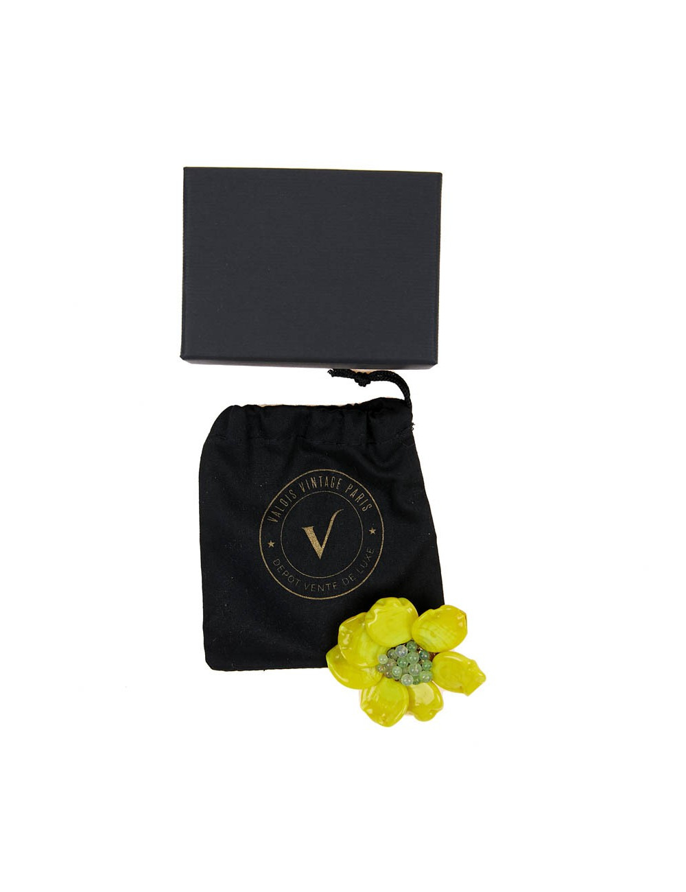 Broche LOULOU de la FALAISE pâte de verre jaune