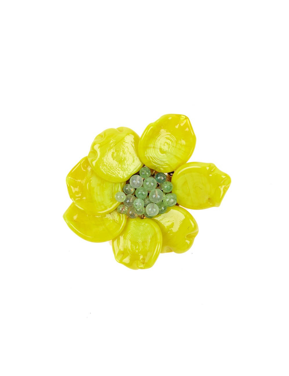 Broche LOULOU de la FALAISE pâte de verre jaune