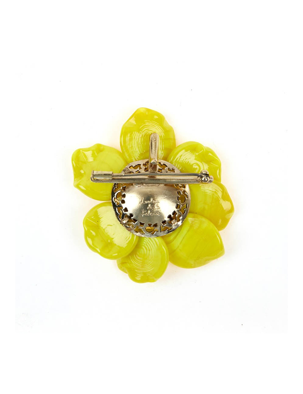 Broche LOULOU de la FALAISE pâte de verre jaune