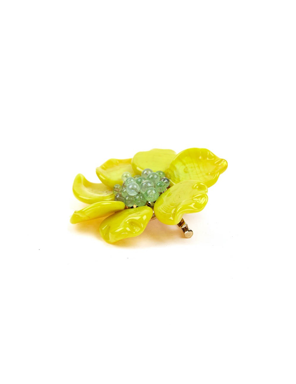 Broche LOULOU de la FALAISE pâte de verre jaune