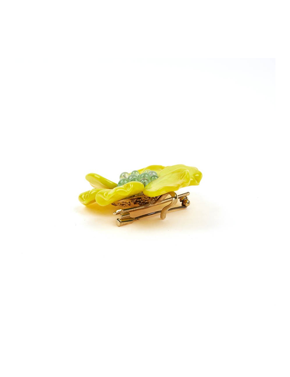 Broche LOULOU de la FALAISE pâte de verre jaune