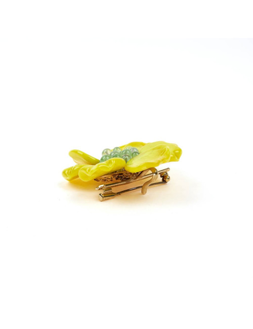 Broche LOULOU de la FALAISE pâte de verre jaune