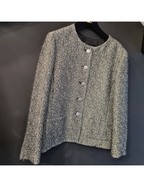 Veste CHANEL tweed fils d'argent