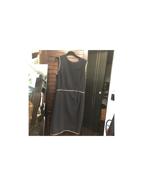 Robe CHANEL T42 sans manche bleu marine