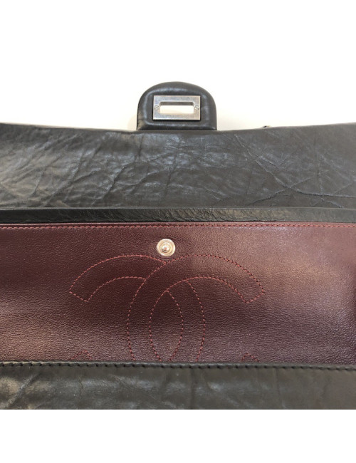 Sac Mademoiselle 2.55 CHANEL cuir froissé noir