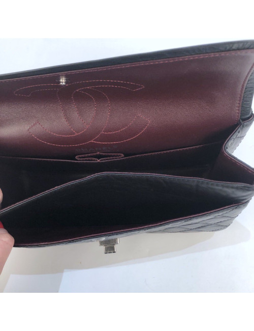 Sac Mademoiselle 2.55 CHANEL cuir froissé noir