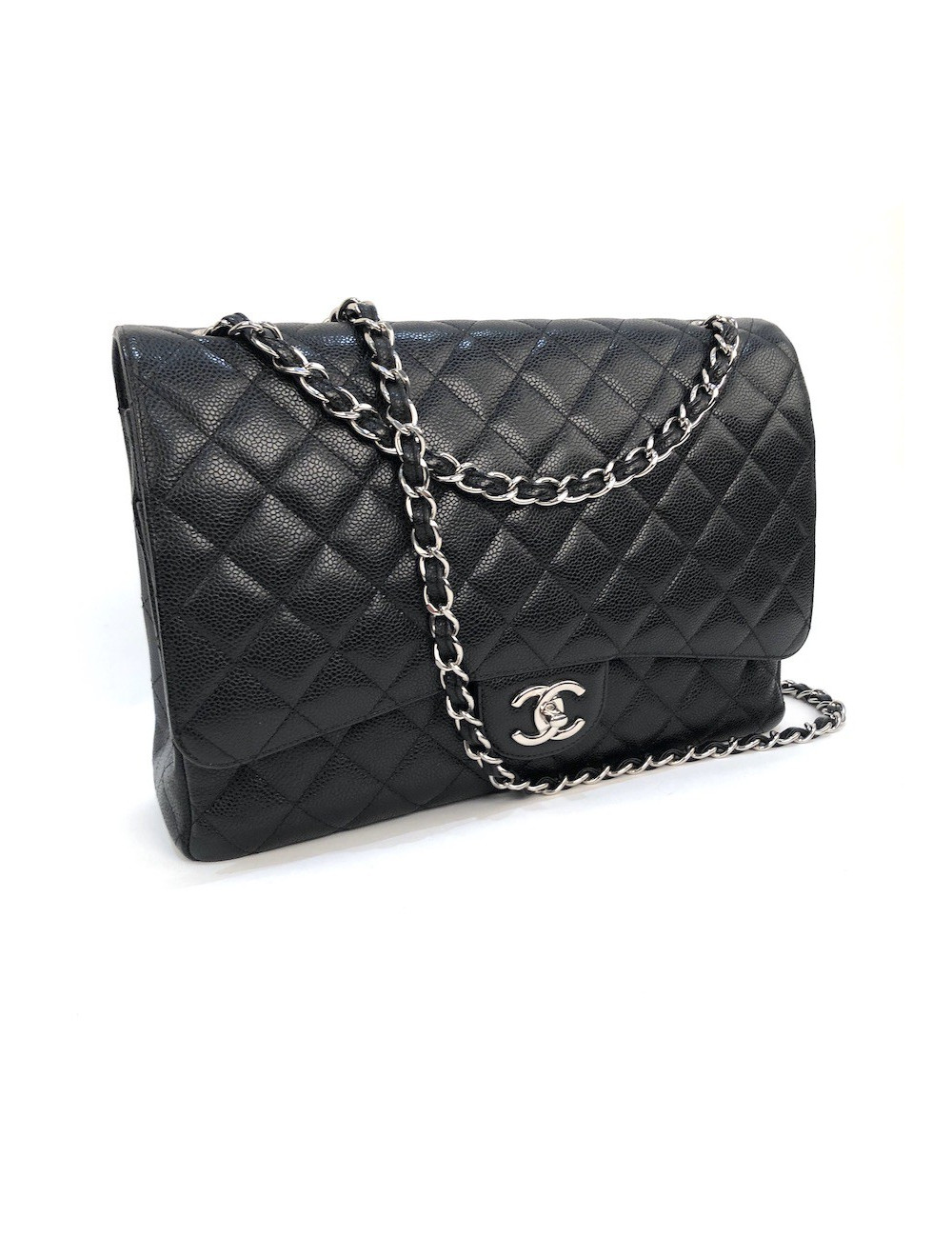 Maxi Jumbo CHANEL cuir caviar noir