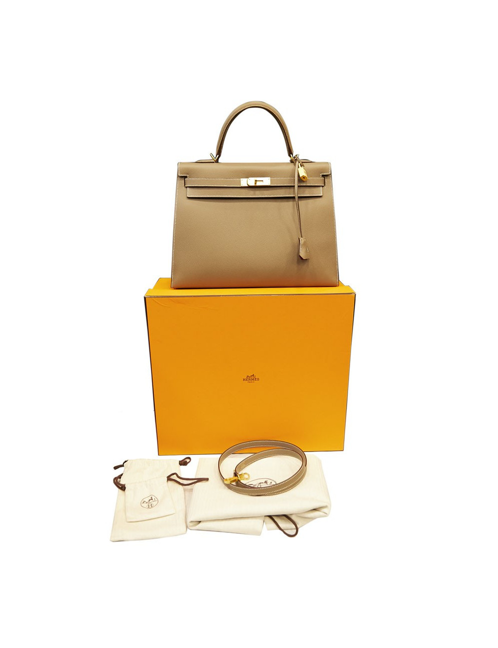Kelly II 35 sellier Hermès etoupe 