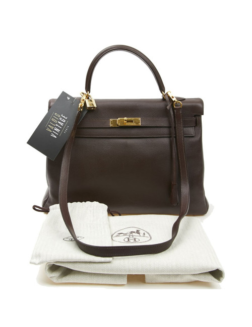 Kelly II 35 HERMES cur grainé marron