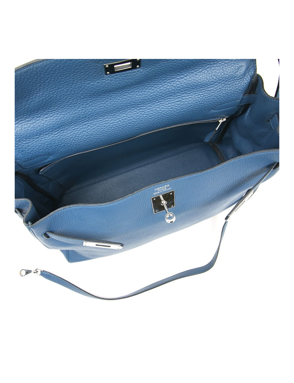 Sac Kelly HERMES bleu en togo