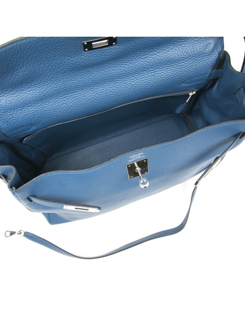 Sac Kelly HERMES bleu en togo