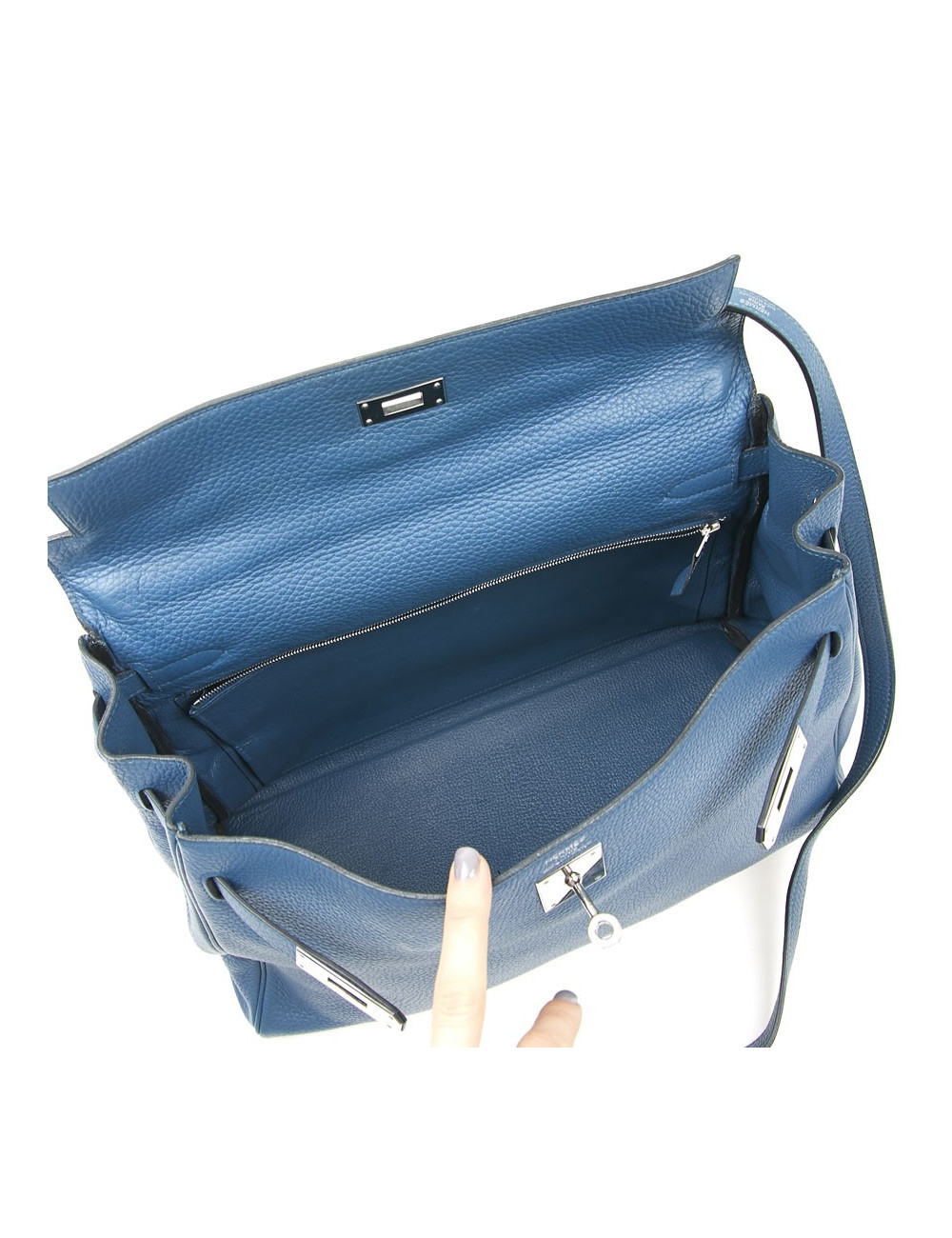 Sac Kelly HERMES bleu en togo