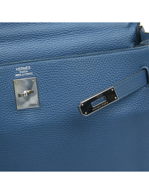 Sac Kelly HERMES bleu en togo