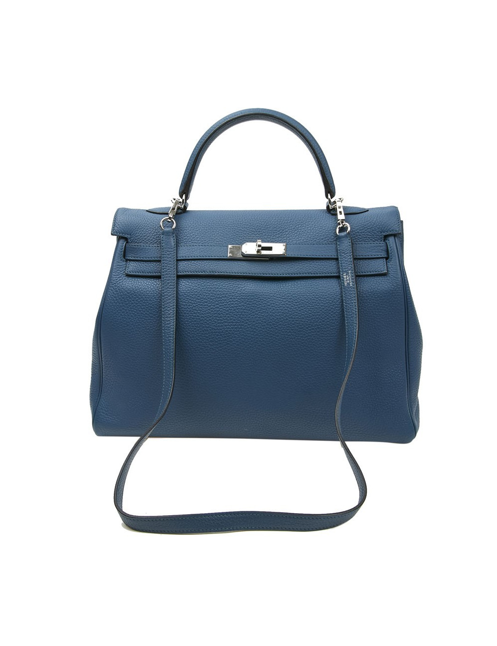 Sac Kelly HERMES bleu en togo