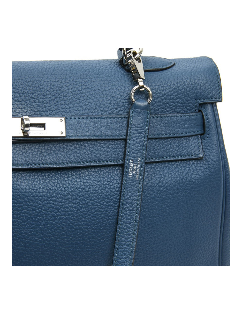 Sac Kelly HERMES bleu en togo
