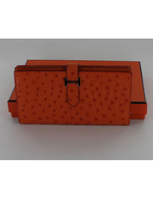 Portefeuille BEARN  HERMES autruche orange