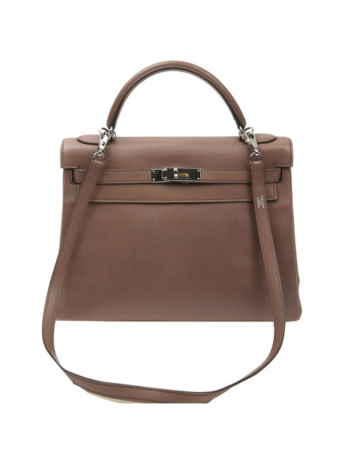 Kelly II  T 32 HERMES en cuir parchemin bois de rose