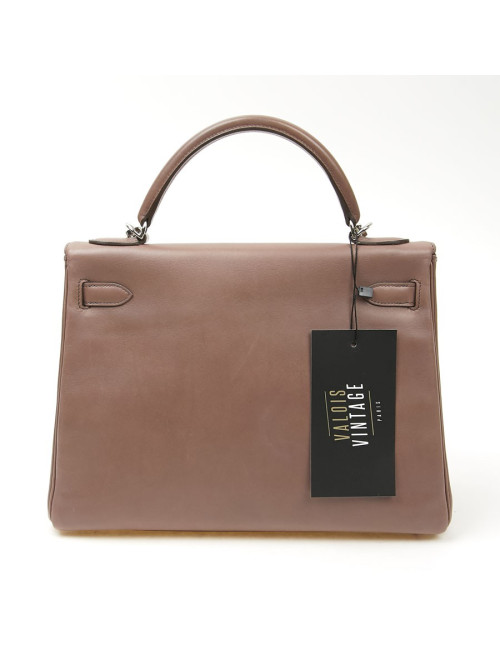 Kelly II  T 32 HERMES en cuir parchemin bois de rose