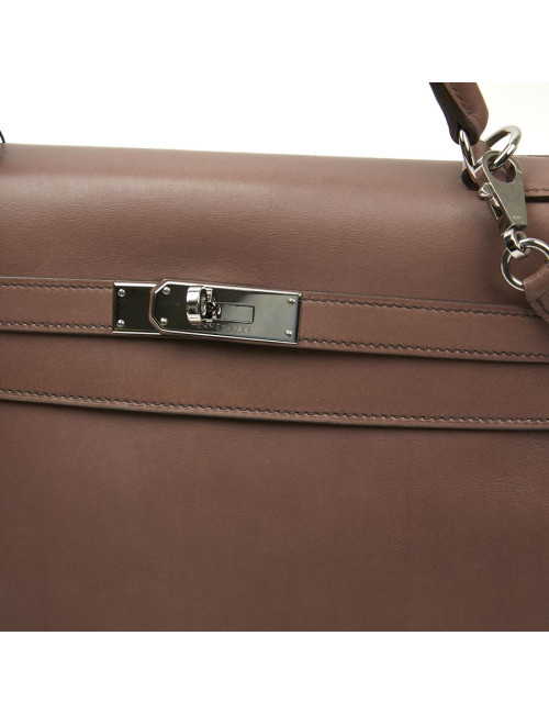 Kelly II  T 32 HERMES en cuir parchemin bois de rose