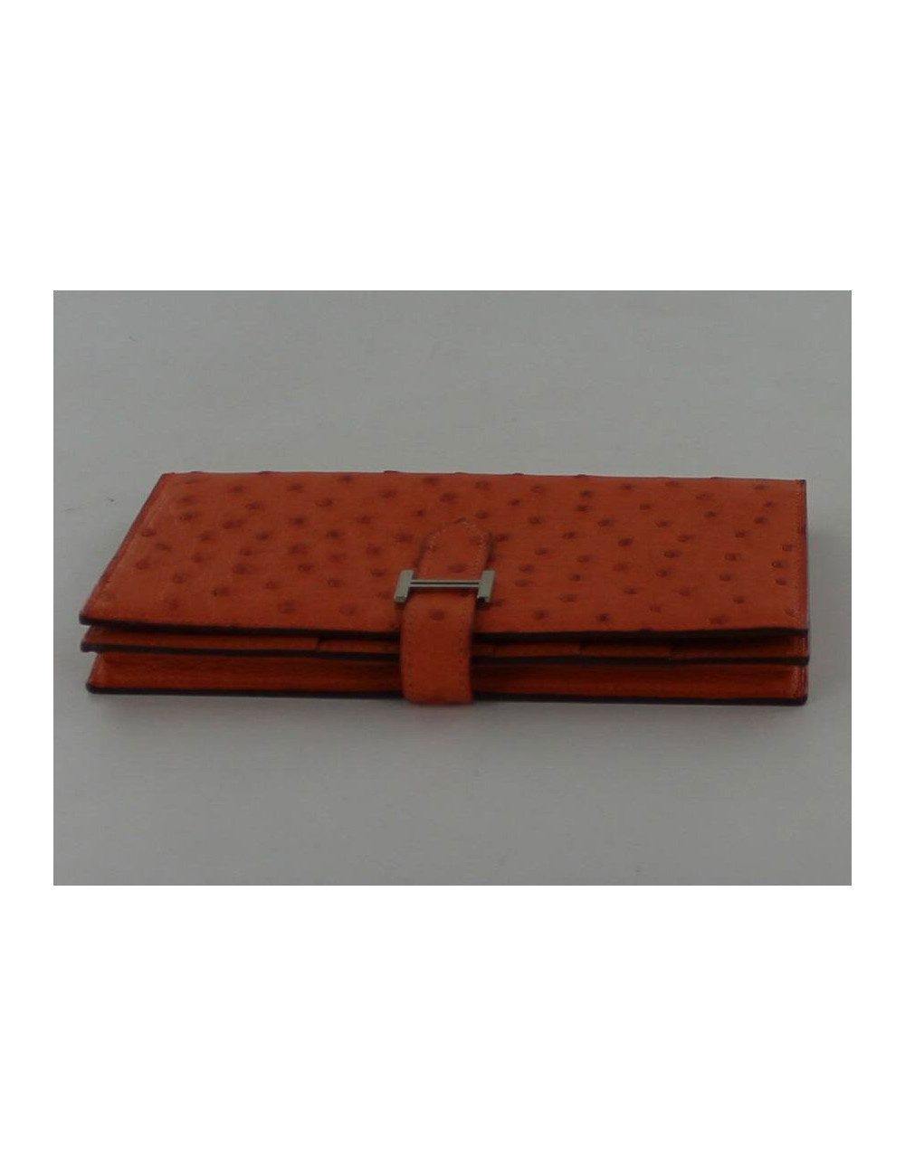 Portefeuille BEARN  HERMES autruche orange