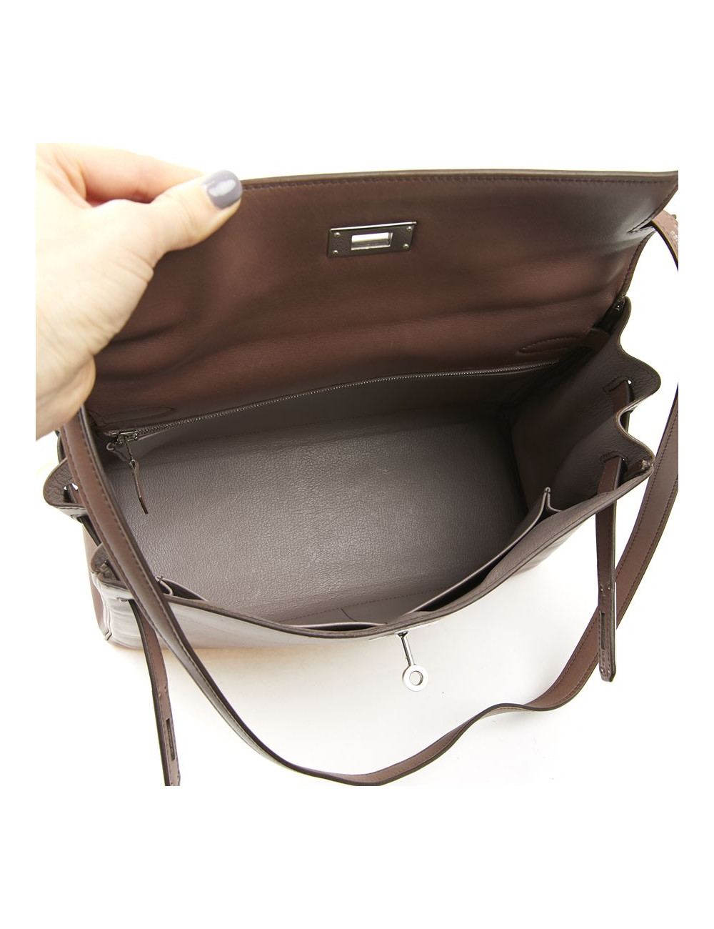 Kelly II  T 32 HERMES en cuir parchemin bois de rose