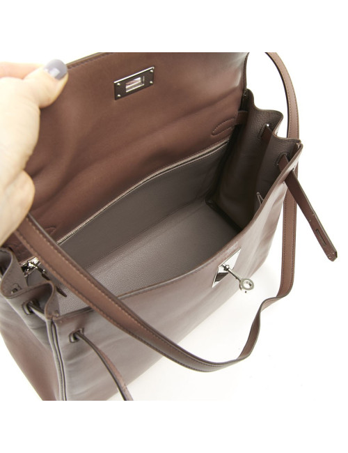 Kelly II  T 32 HERMES en cuir parchemin bois de rose