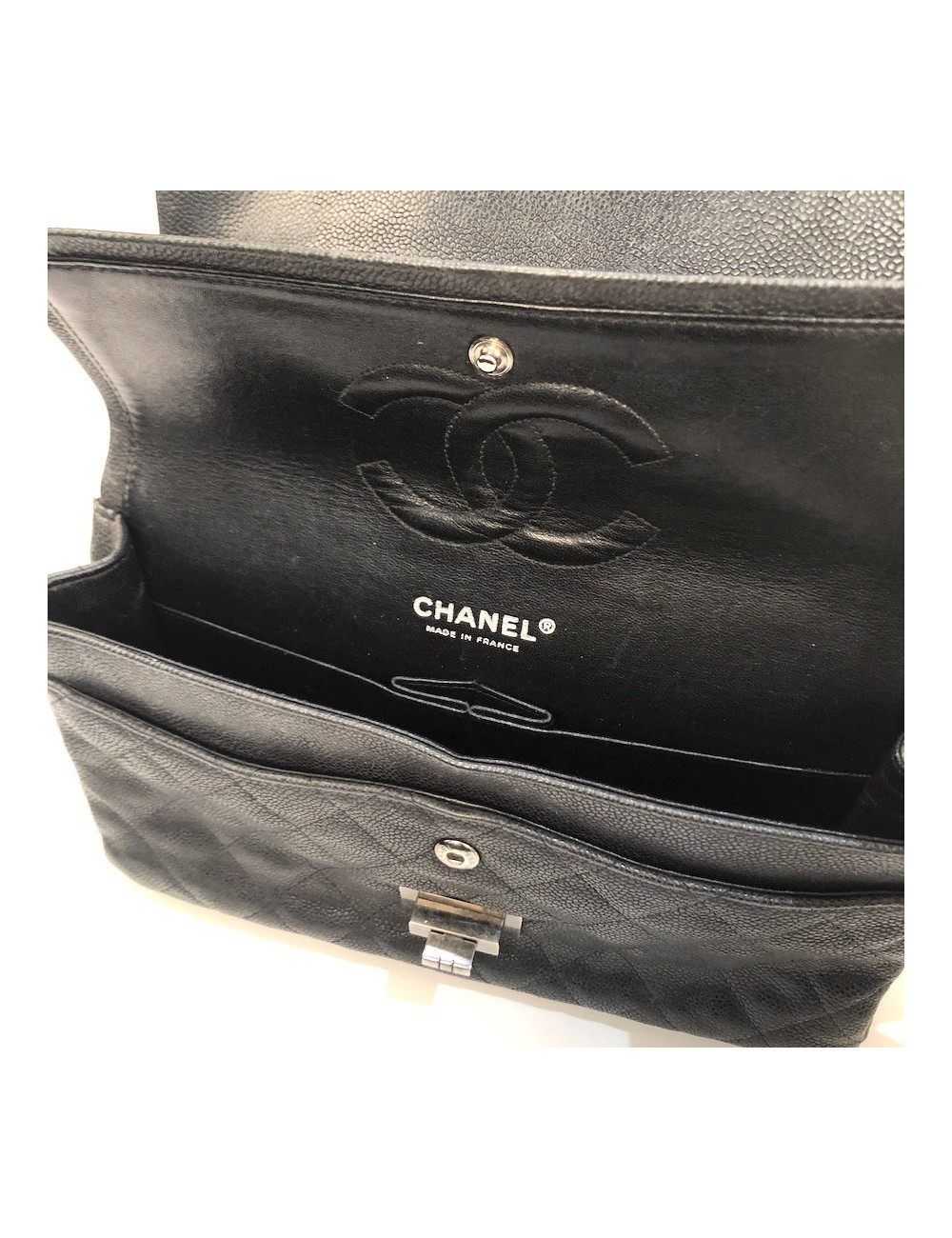 Sac à main 2.55 CHANEL  Mademoiselle cuir caviar gris