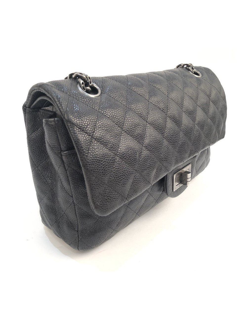 Sac à main 2.55 CHANEL  Mademoiselle cuir caviar gris