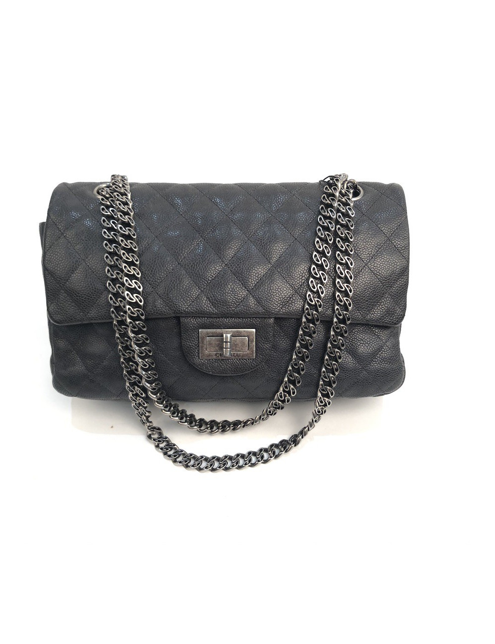 Sac à main 2.55 CHANEL  Mademoiselle cuir caviar gris